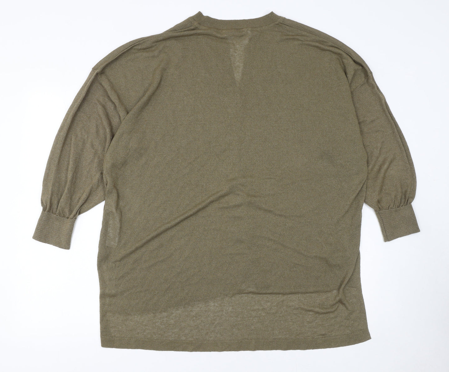 Zara Women Green Relaxed Knit Cardigan Size 12 V-Neck Long Sleeve