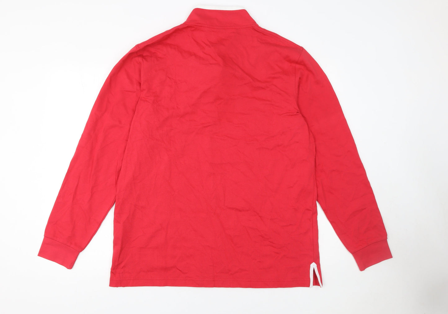 Cotton Traders Men's Red Collared Long Sleeve Pullover Sweatshirt L