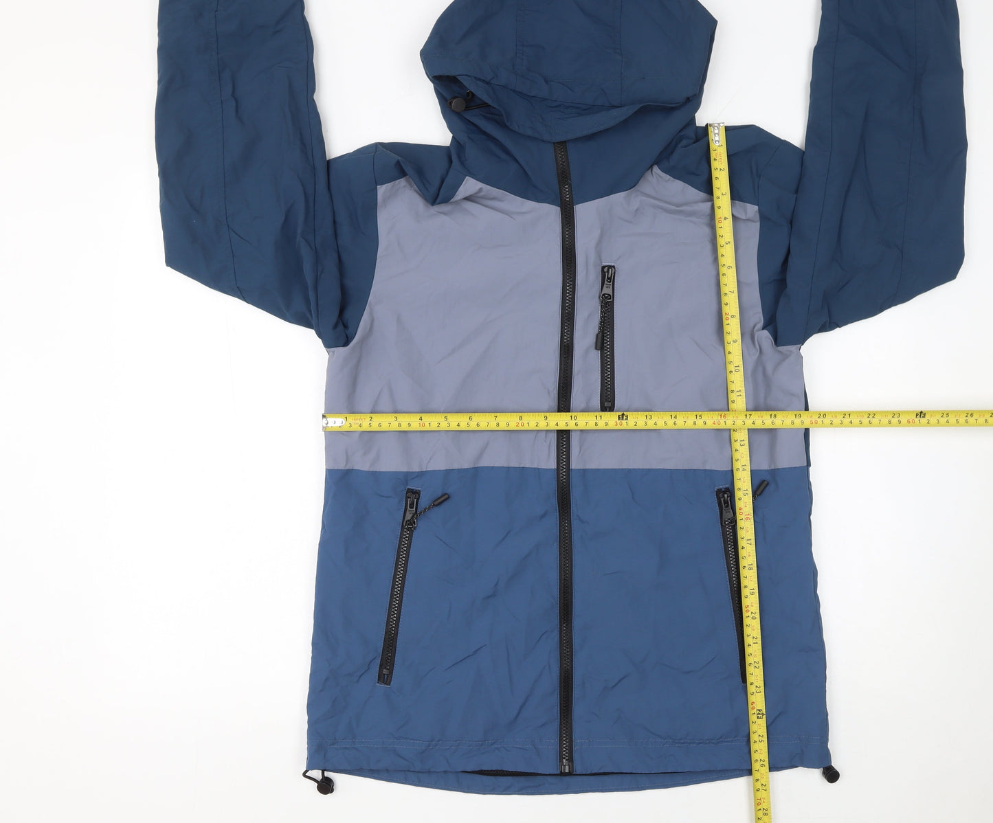 Matalan Men’s Blue Hooded Windbreaker Jacket Size S Lightweight