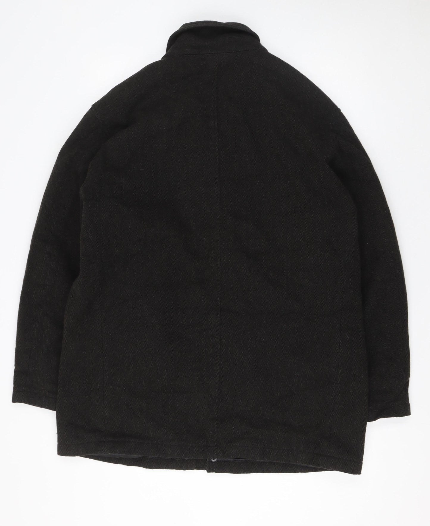 Bugatti Men's Black Wool 44R Classic Mid-Length Overcoat