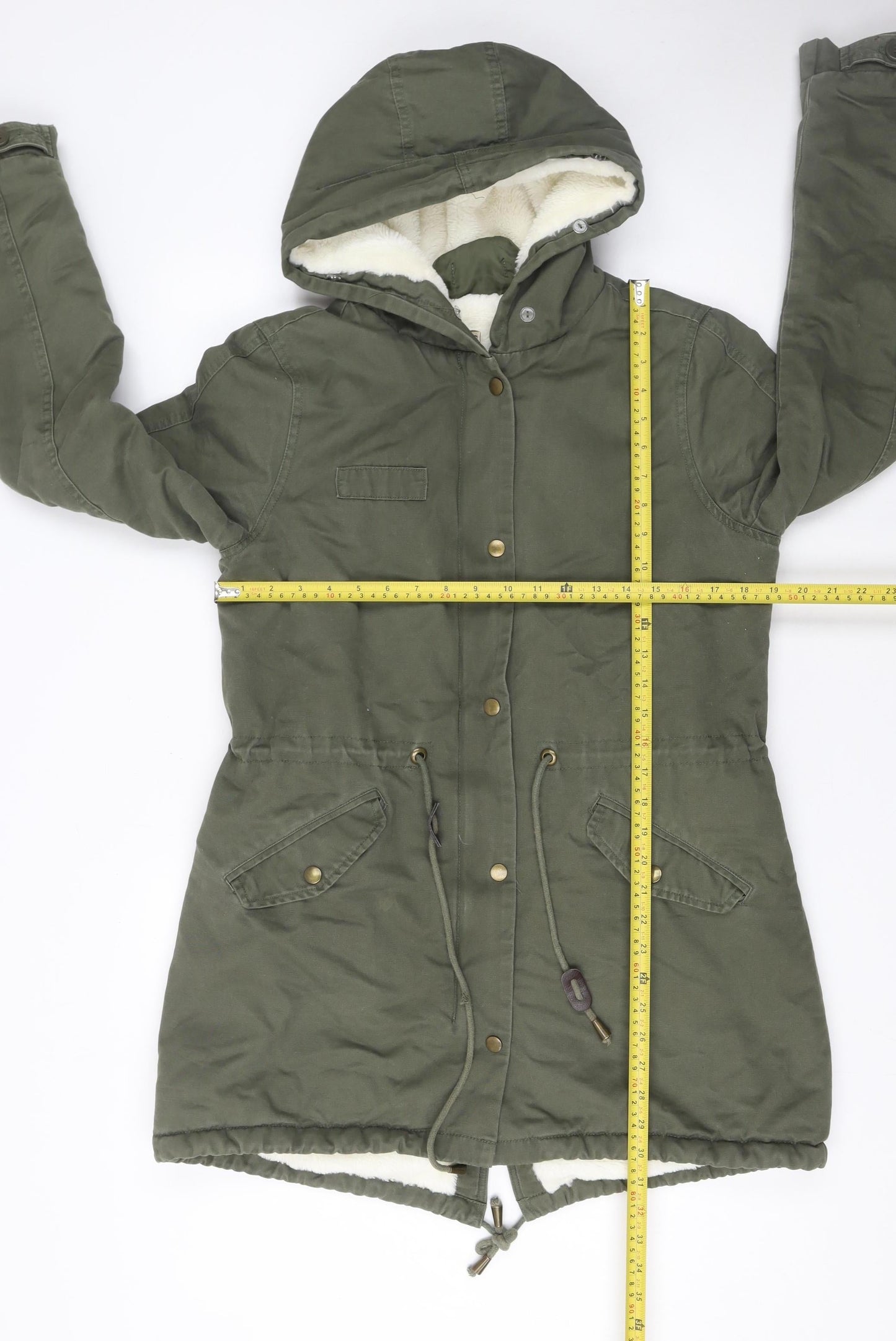 Barone Firenze Women’s Green Cotton Lined Hooded Parka Coat Size S