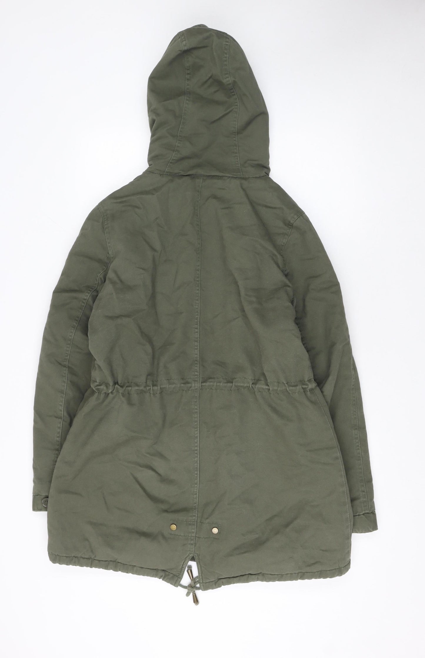 Barone Firenze Women’s Green Cotton Lined Hooded Parka Coat Size S