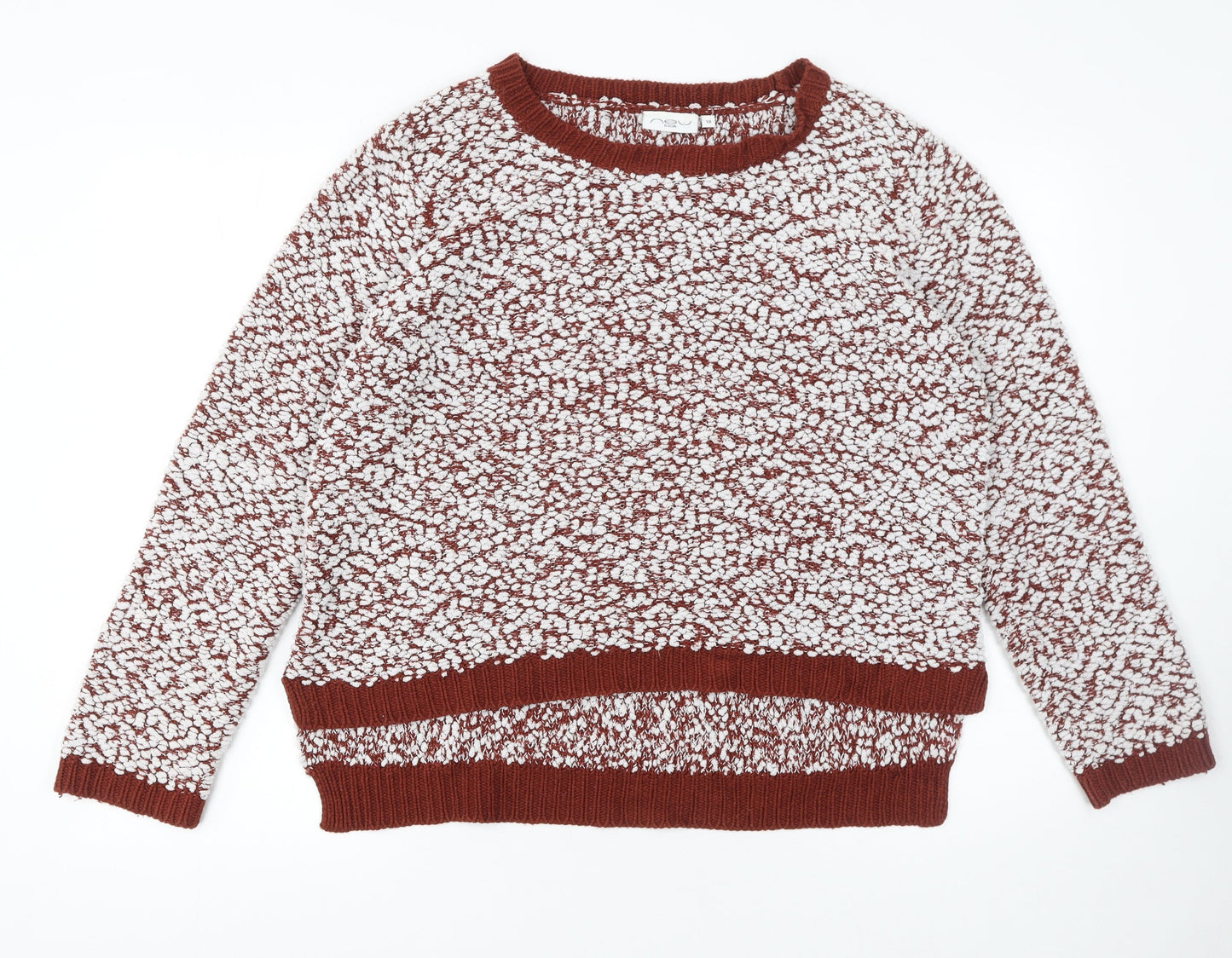 New Look Womens Brown White Textured Knit Jumper Size 18
