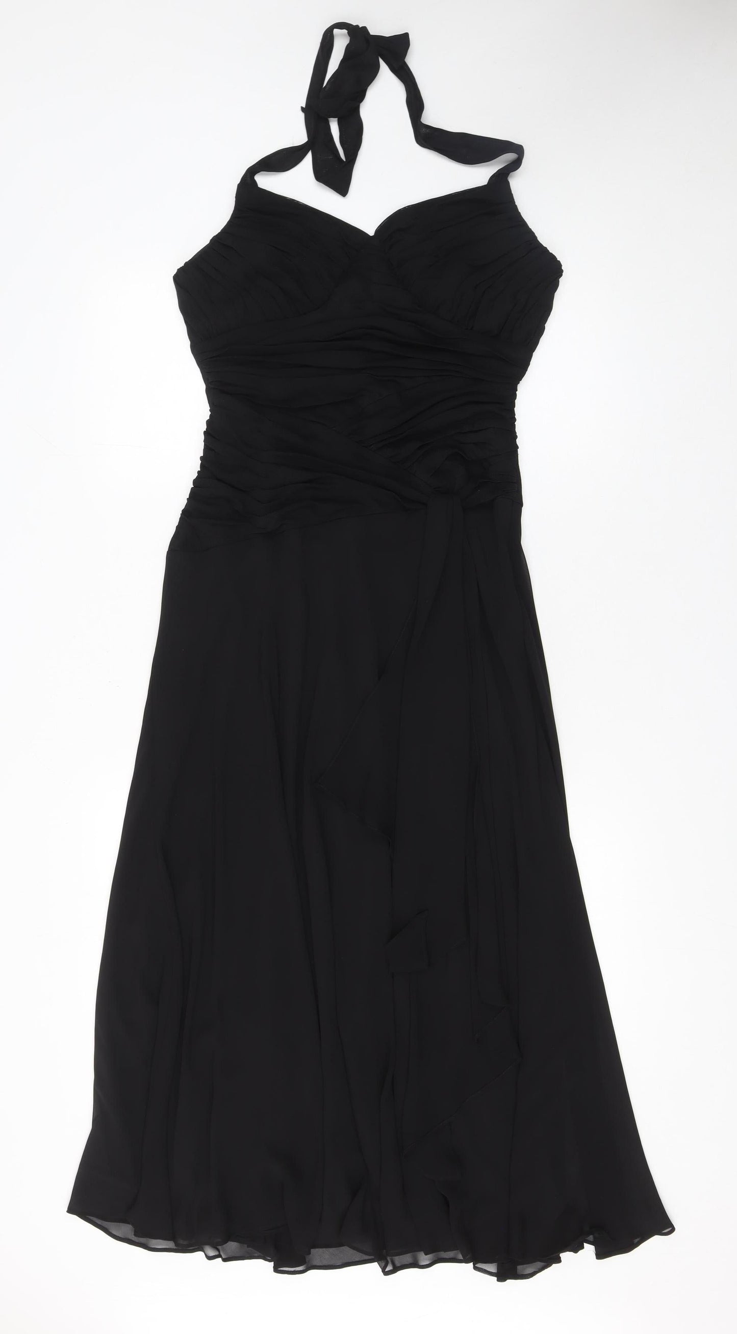 Sangria Women’s Black Size 14 Fit & Flare Chiffon Halter Dress