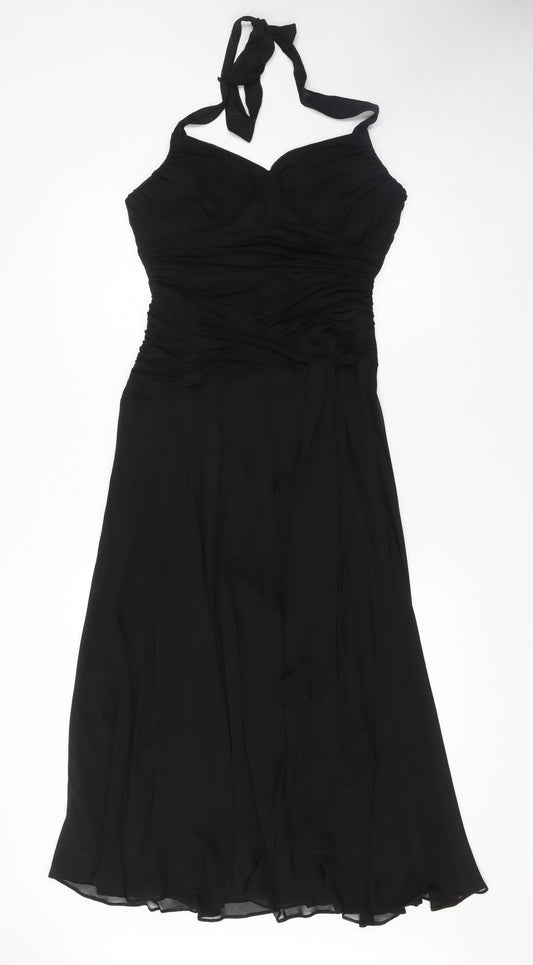 Sangria Women’s Black Size 14 Fit & Flare Chiffon Halter Dress