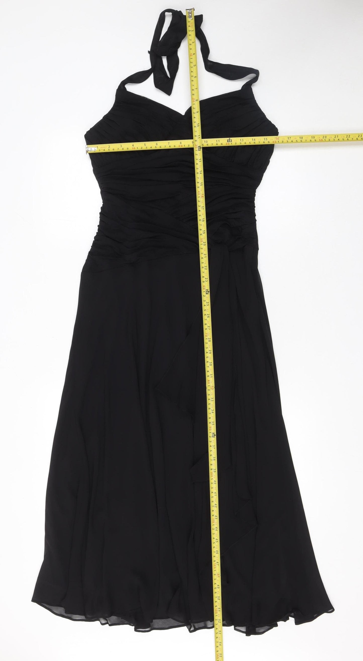 Sangria Women’s Black Size 14 Fit & Flare Chiffon Halter Dress