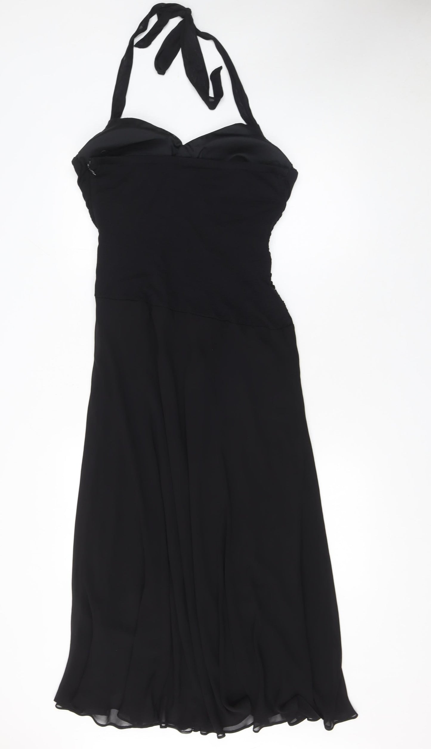 Sangria Women’s Black Size 14 Fit & Flare Chiffon Halter Dress