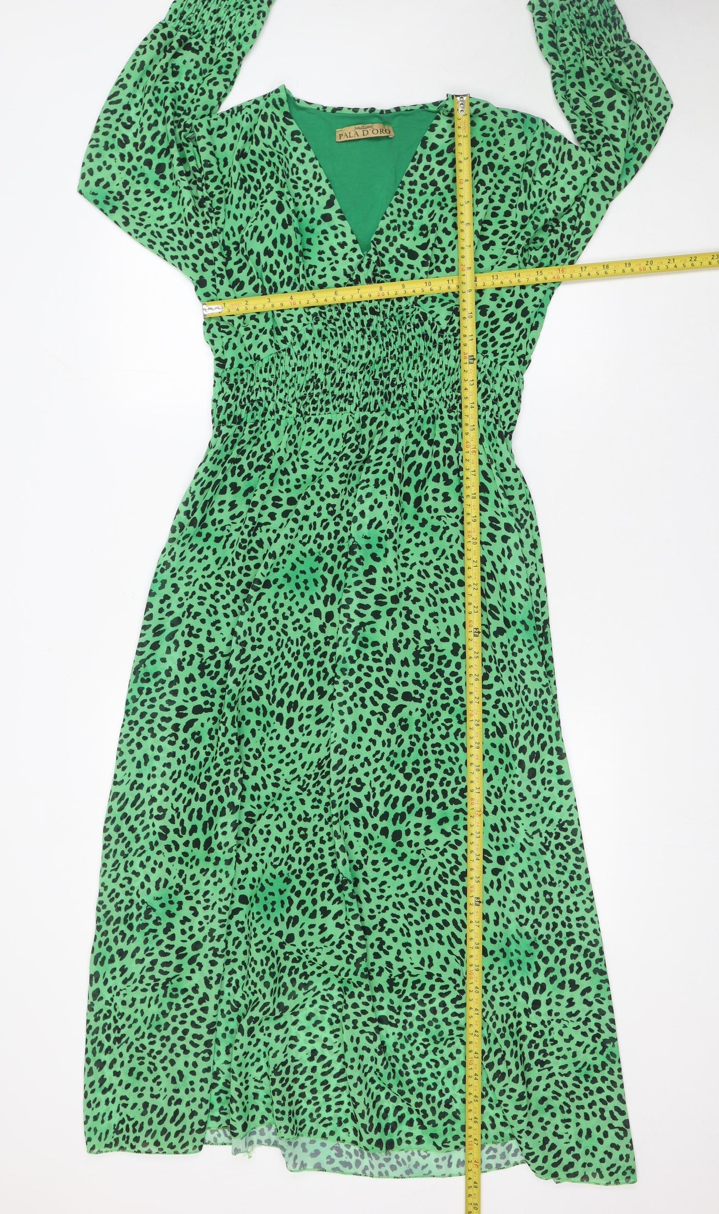 Pala D'oro Women's Green Animal Print Midi Wrap Dress Size M