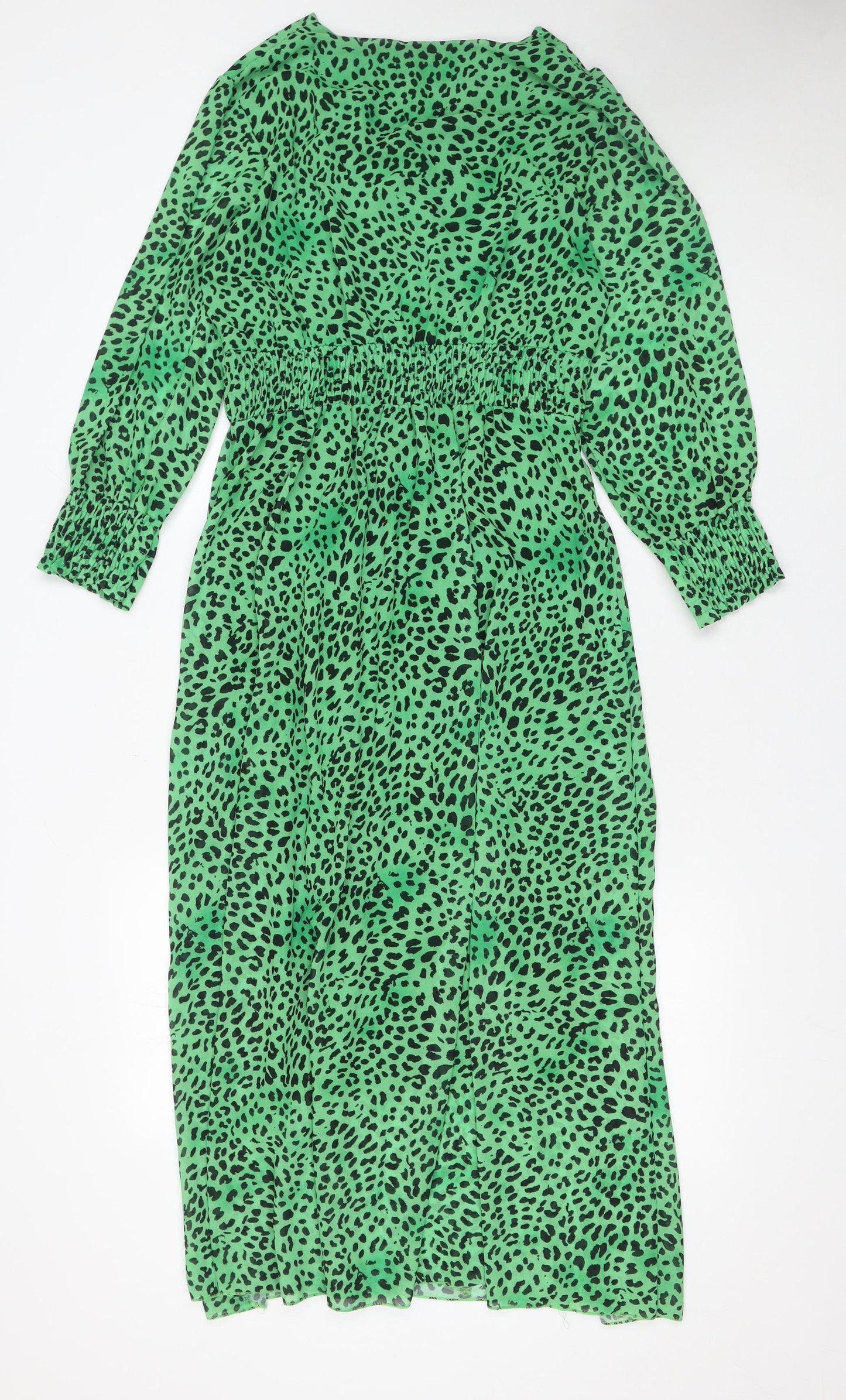 Pala D'oro Women's Green Animal Print Midi Wrap Dress Size M