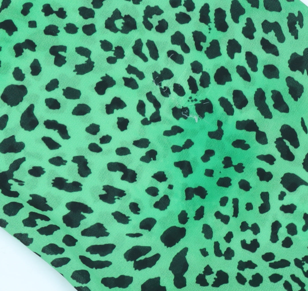 Pala D'oro Women's Green Animal Print Midi Wrap Dress Size M