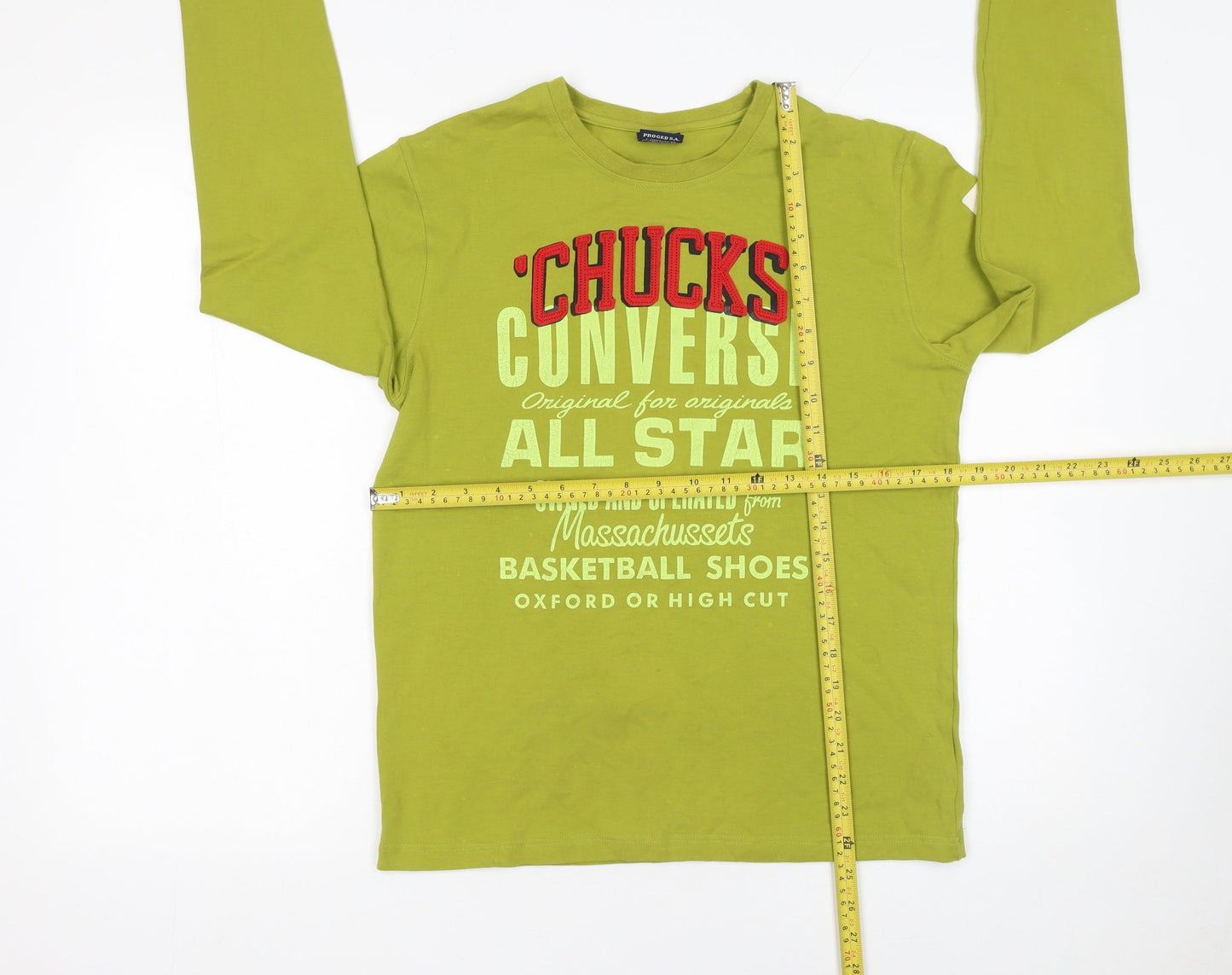 Converse Men's Green Long Sleeve Graphic Print T-Shirt Size M