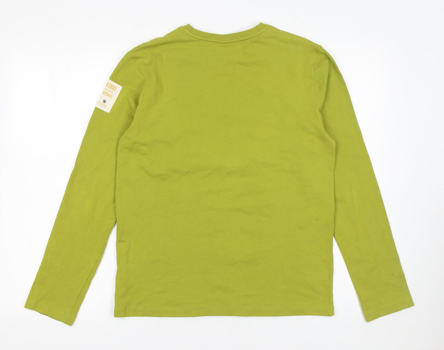 Converse Men's Green Long Sleeve Graphic Print T-Shirt Size M