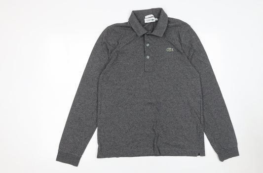 Lacoste Sport Men's Grey Long Sleeve Slim Fit Polo Shirt Size M