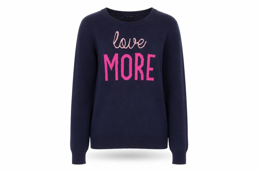 GAP Women's Blue Cotton Crew Neck Love More Pullover Jumper Size S