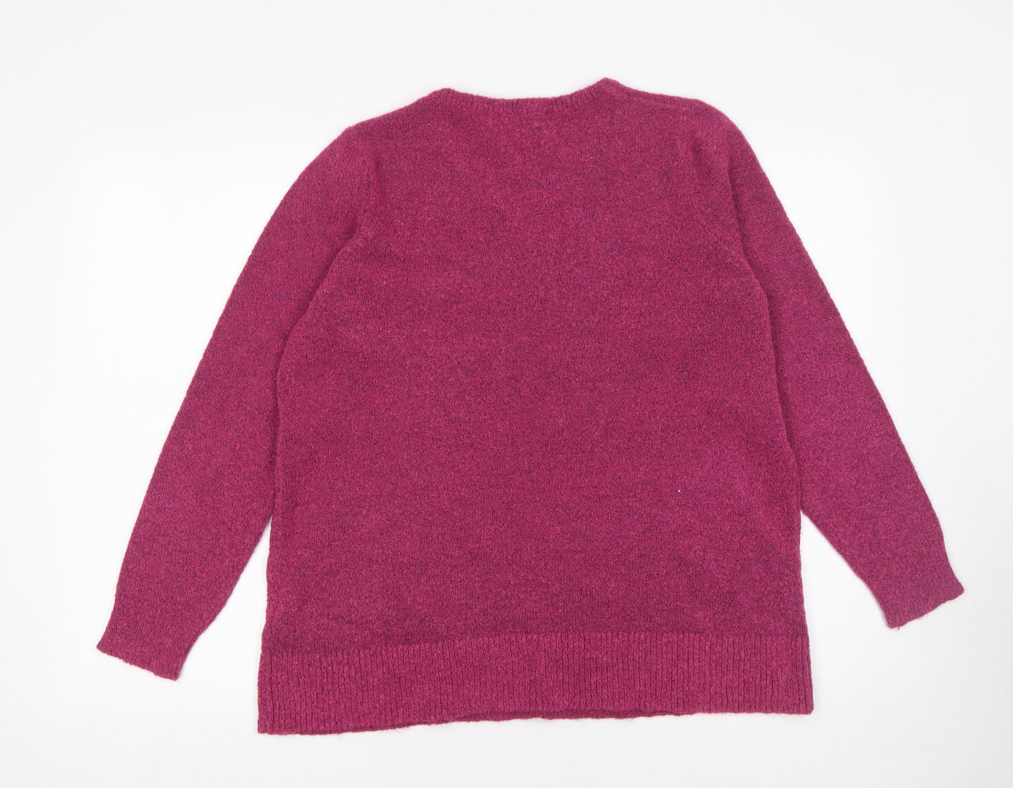 Julipa Womens Purple V-Neck Henley Knit Jumper Size 16/18