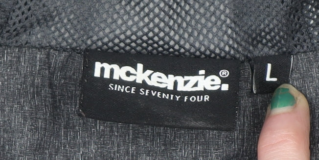 McKenzie Men’s Grey Full Zip Hoodie Size L with Check Design