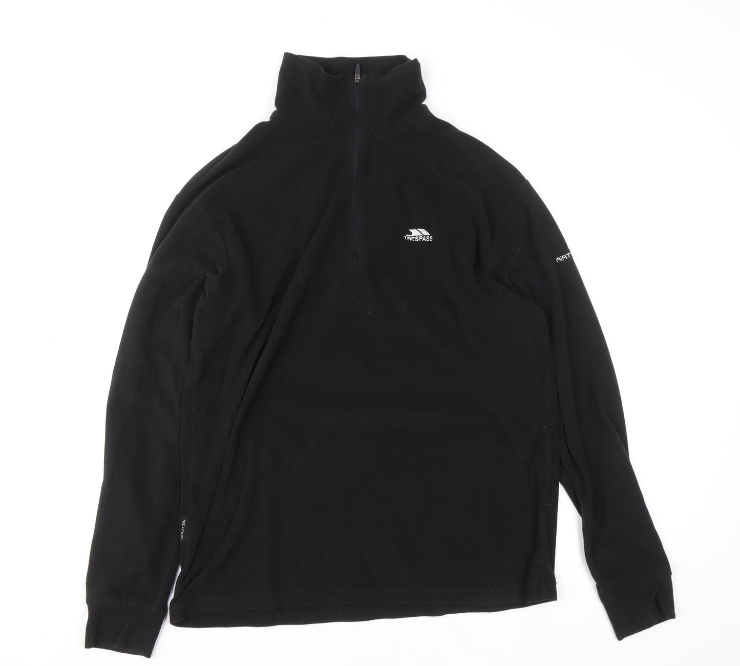 Trespass Mens Black Fleece 1/4 Zip Pullover Sweatshirt Size S