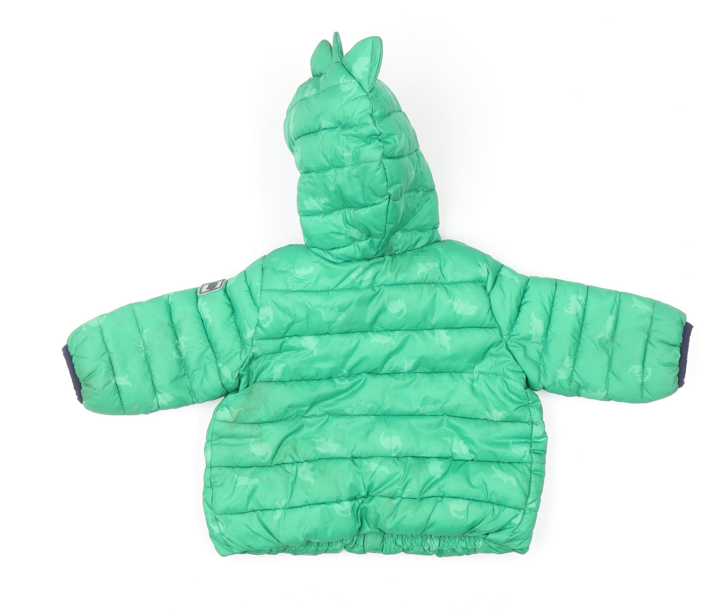 Baby GAP Green Dinosaur Hooded Puffer Jacket 0-6 Months Unisex Winter Coat