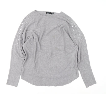 Blue Vanilla Women’s Grey Beaded Knit Pullover Jumper Size 16