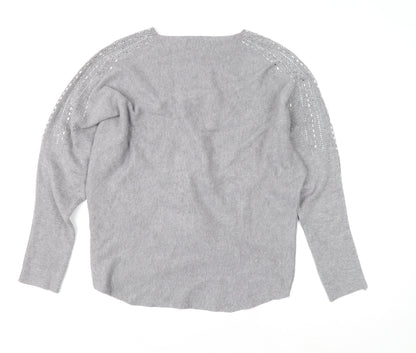 Blue Vanilla Women’s Grey Beaded Knit Pullover Jumper Size 16