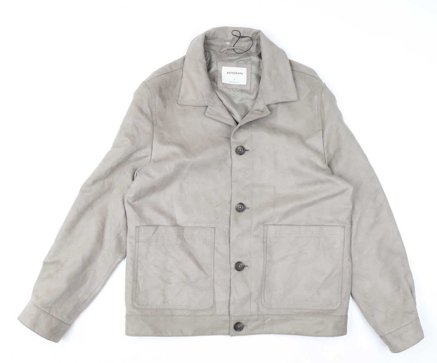 Marks & Spencer Mens Grey M Basic Jacket Lined Spread Collar