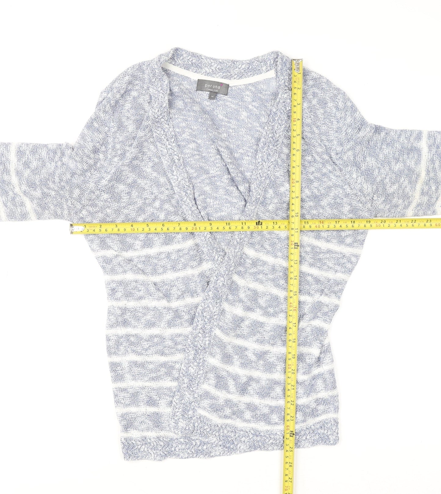 Marks & Spencer Per Una Women’s Blue Striped Knit Cardigan Size 14