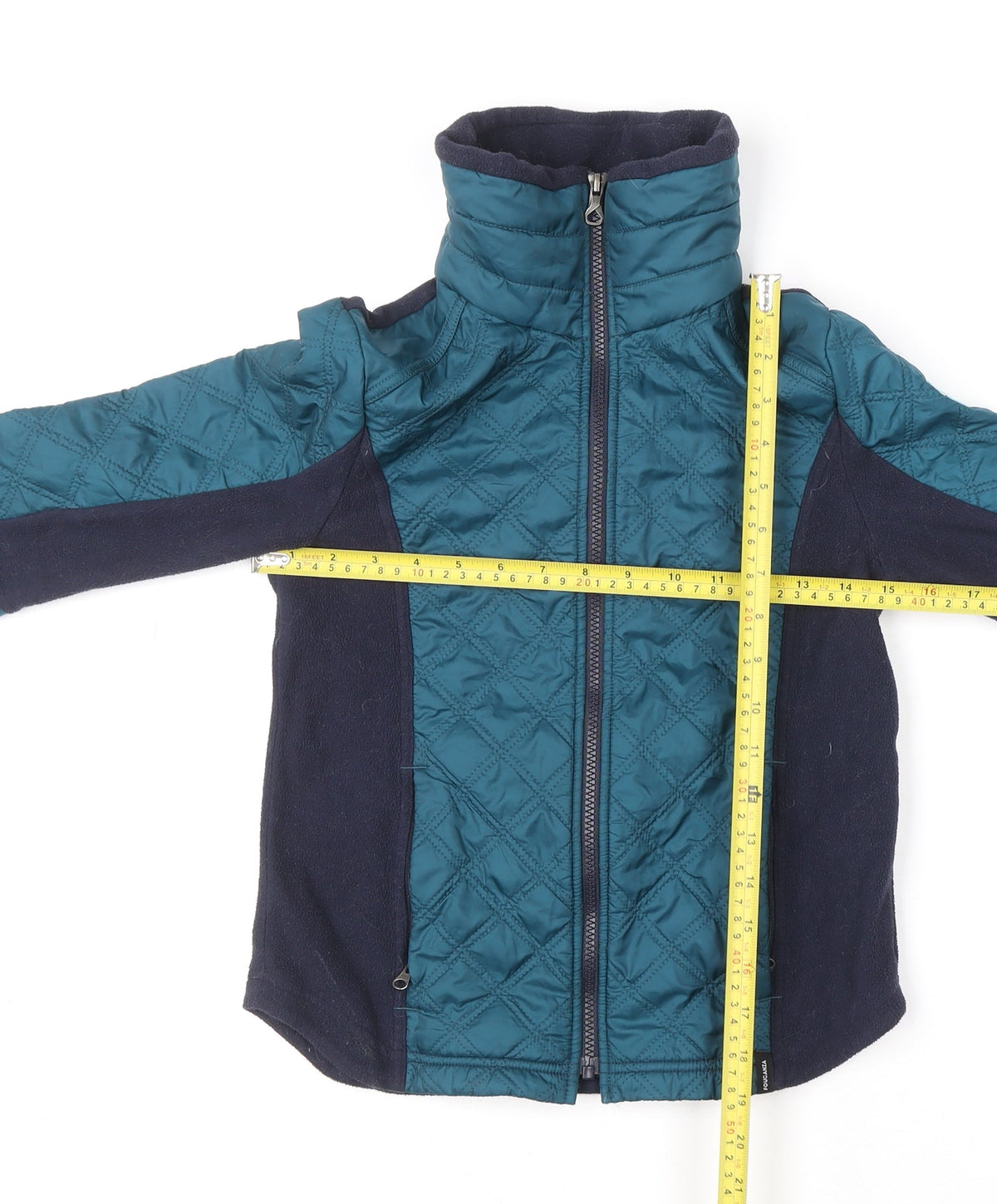 Fouganza Girls Blue Quilted Full Zip Fleece Riding Hoodie 10-11 Years