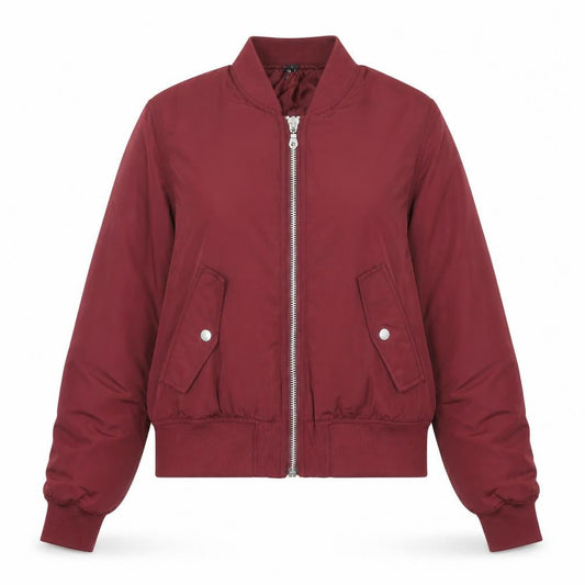 Divided Women Red Bomber Jacket Size 8 Polyester Zip Up Casual