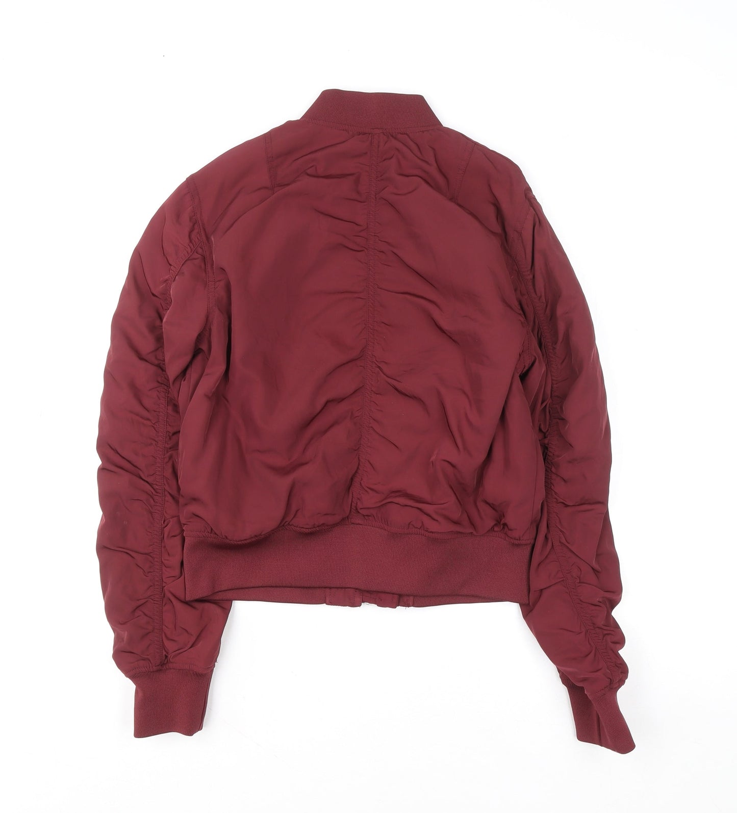 Divided Women Red Bomber Jacket Size 8 Polyester Zip Up Casual