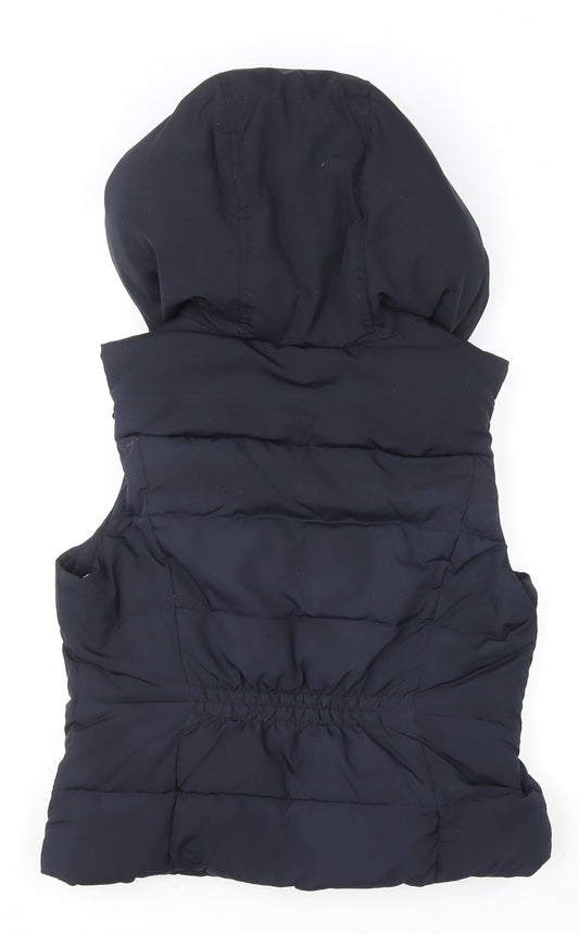 Hollister Women's Blue Puffer Hooded Waistcoat L