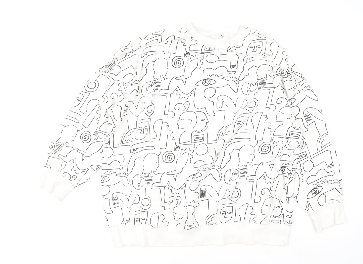 Monki Women’s White Graphic Print Pullover Sweatshirt Size S
