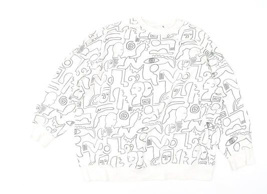 Monki Women’s White Graphic Print Pullover Sweatshirt Size S
