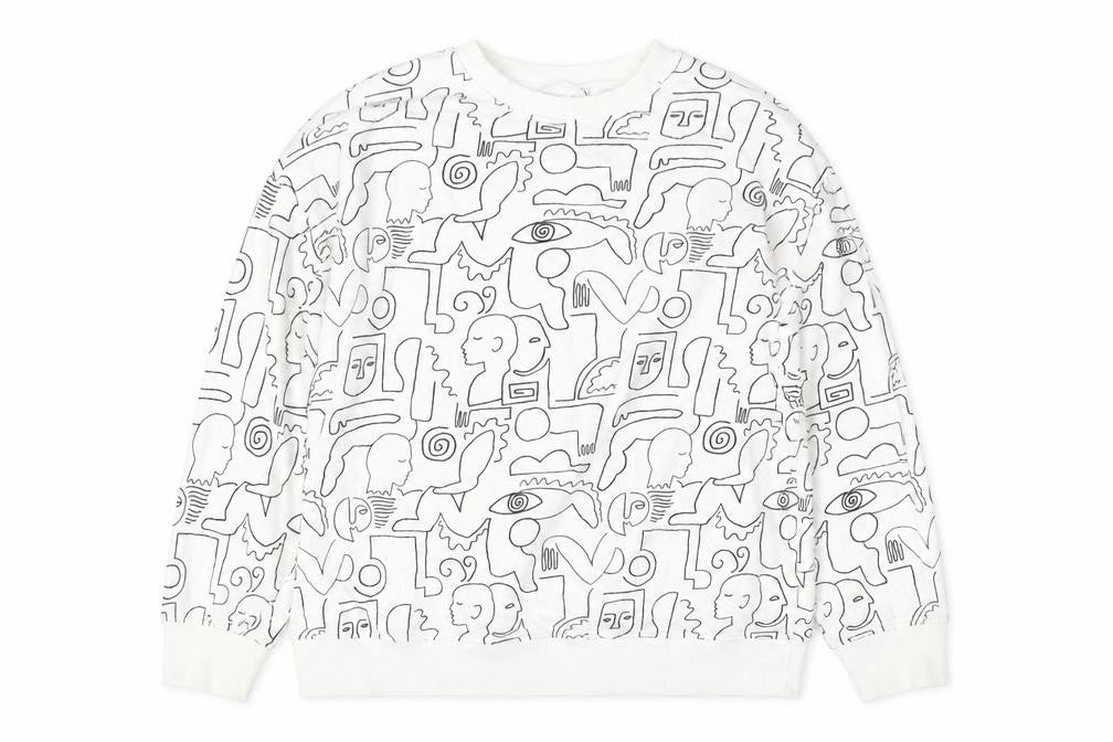 Monki Women’s White Graphic Print Pullover Sweatshirt Size S