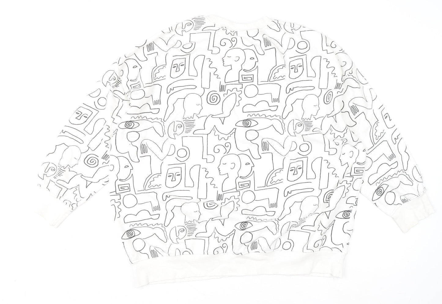 Monki Women’s White Graphic Print Pullover Sweatshirt Size S