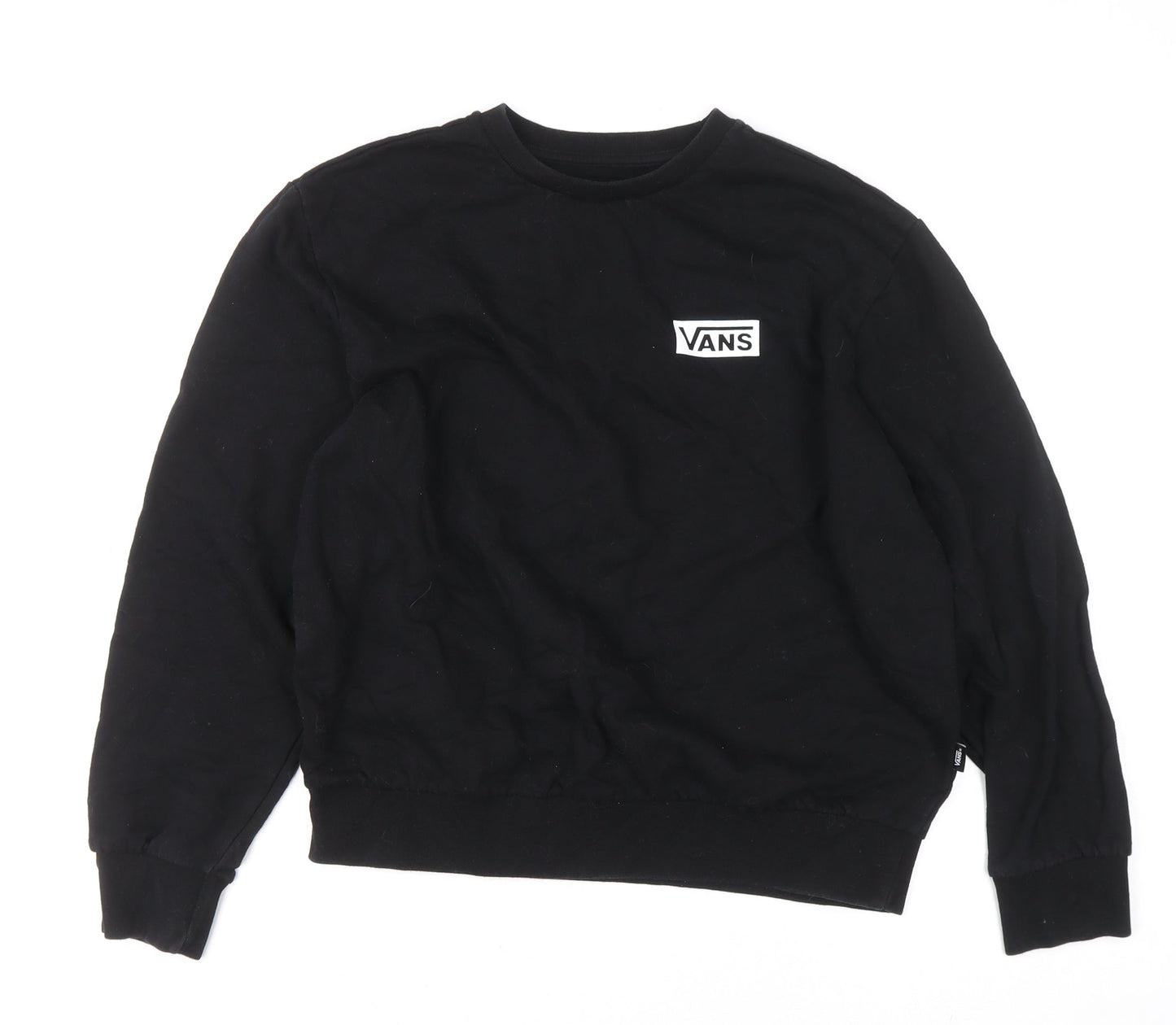 Vans Men's Black Relaxed Fit Long Sleeve Crew Neck Sweatshirt Small