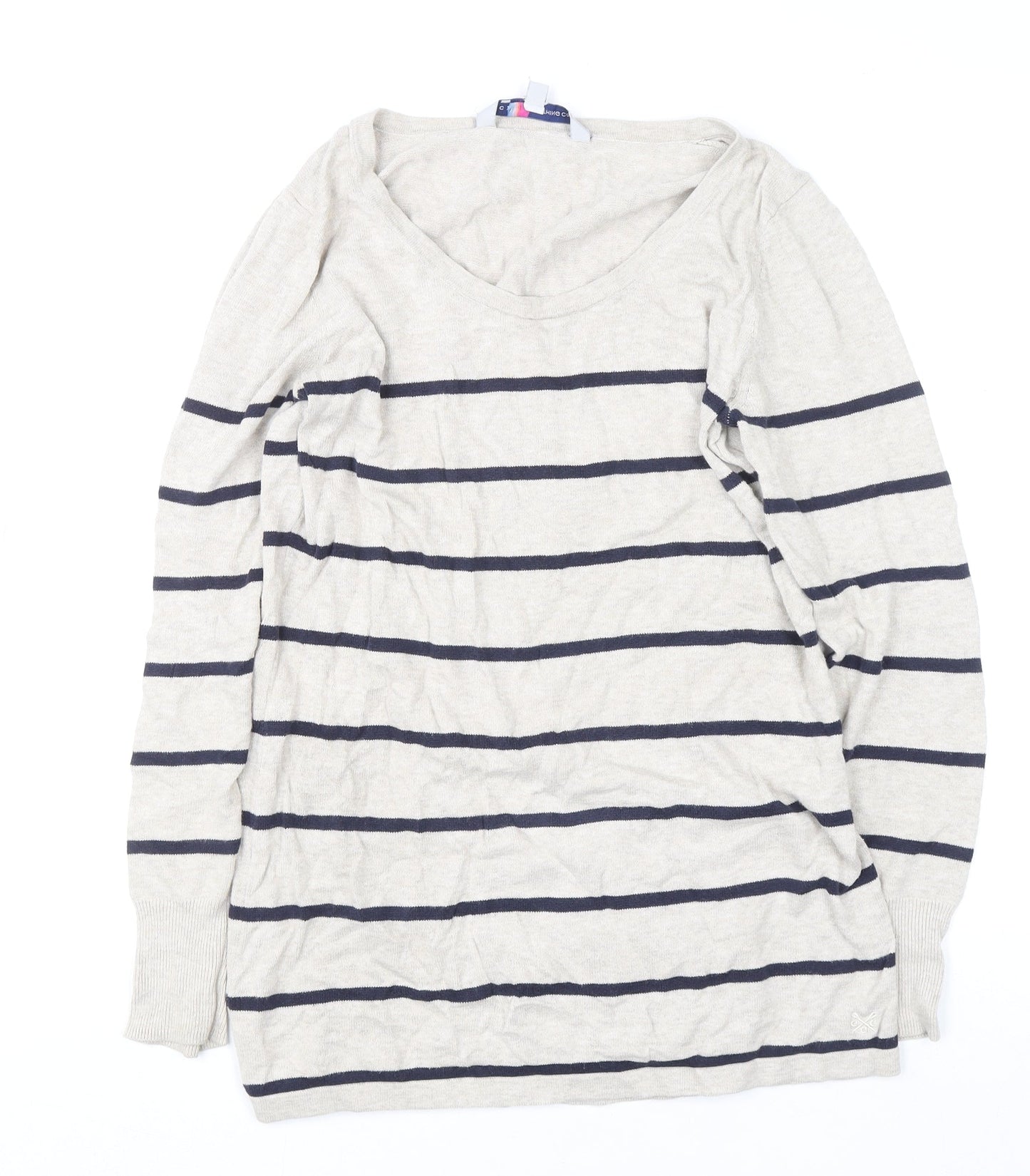 Crew Clothing Co. Women’s Beige Striped Cotton Jumper Size 14