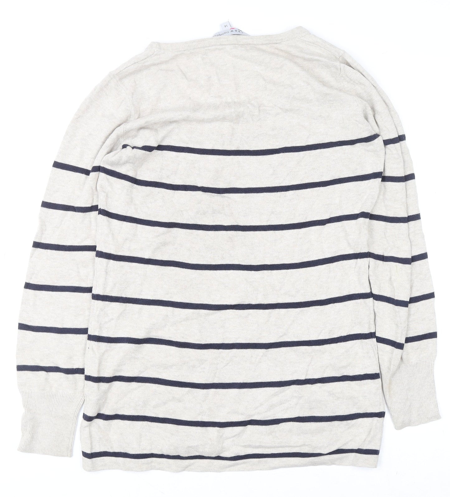Crew Clothing Co. Women’s Beige Striped Cotton Jumper Size 14