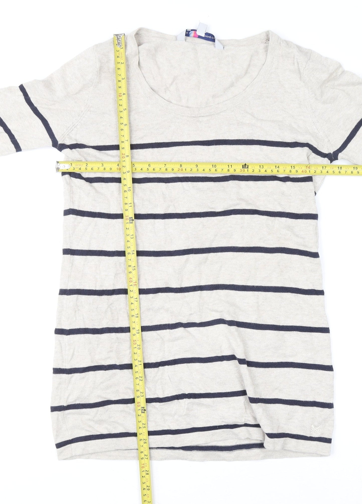 Crew Clothing Co. Women’s Beige Striped Cotton Jumper Size 14
