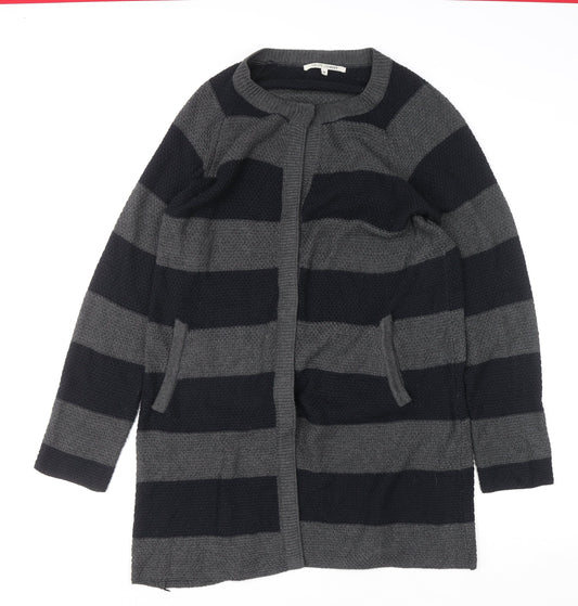 Lollys Laundry Womens Grey Striped Long Sleeve Cardigan M