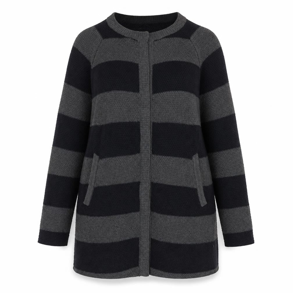 Lollys Laundry Womens Grey Striped Long Sleeve Cardigan M