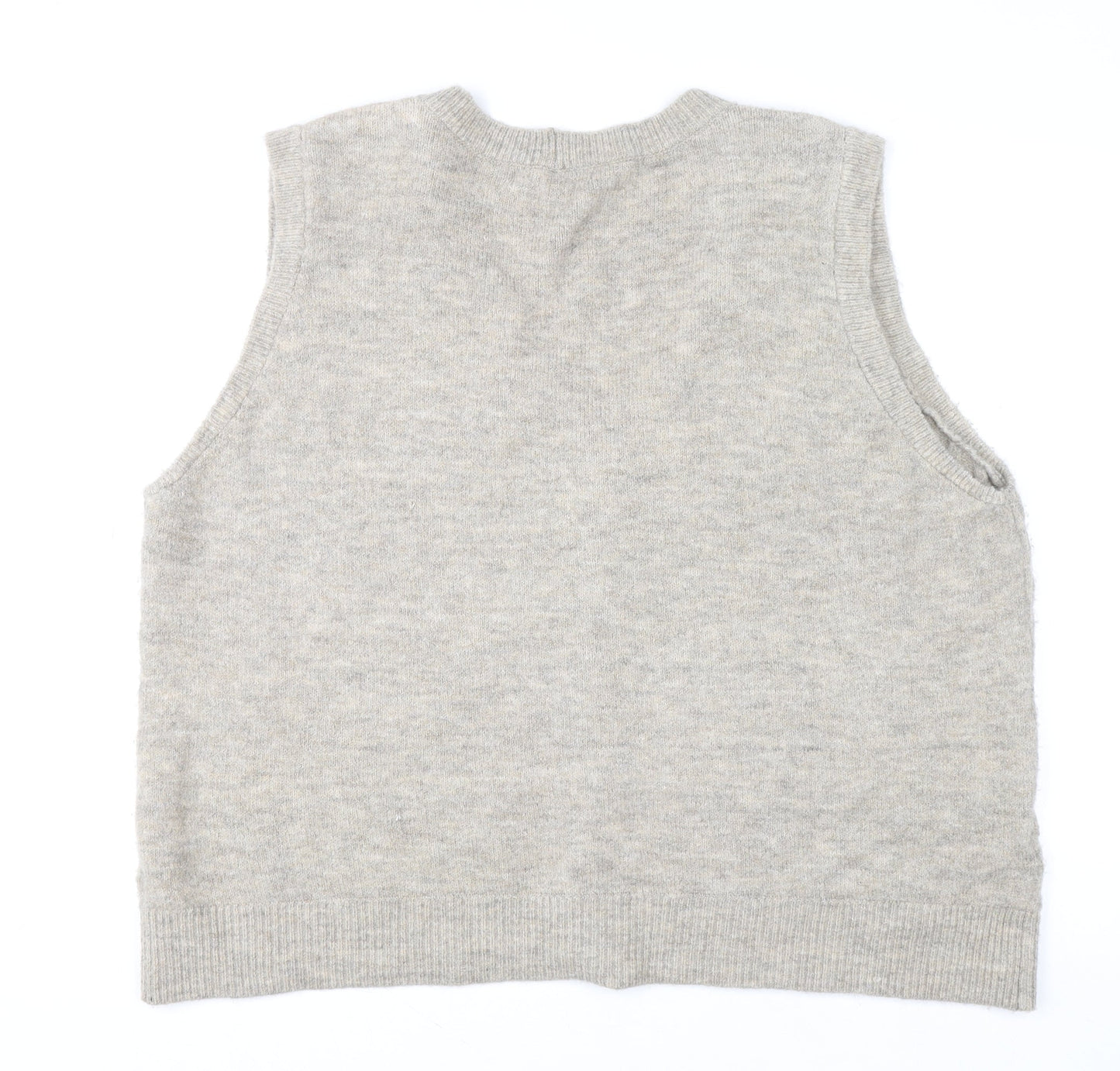 Next Mens Beige Cable-Knit Sleeveless Cardigan Vest XL