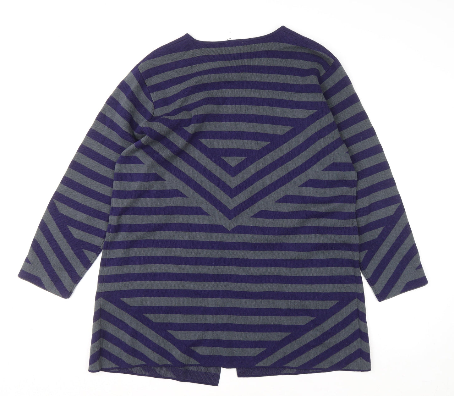 Emreco Women Blue Striped Cotton Cardigan UK 20 Long Sleeve Knit