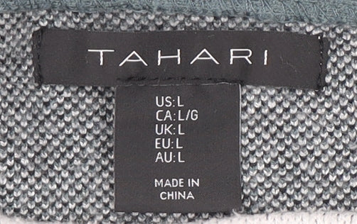 Tahari Women’s Grey Check Knit Pullover Jumper Size L