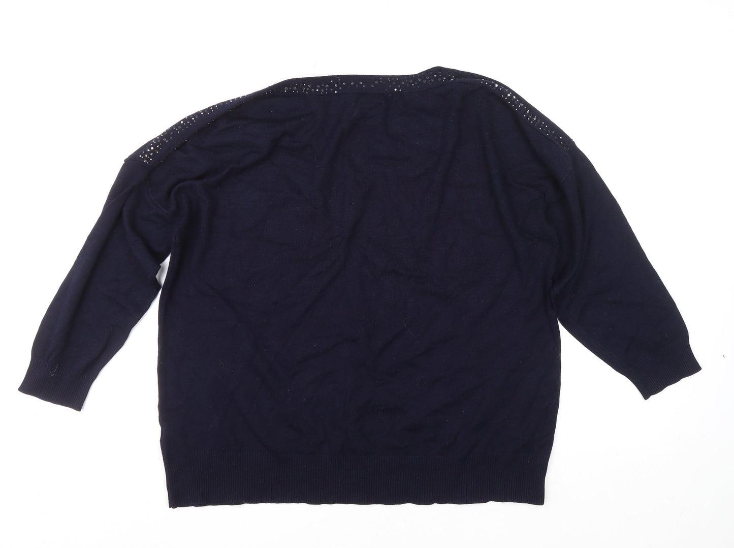 Bonmarché Women’s Blue Jewel Neck Long Sleeve Pullover Jumper Size 18
