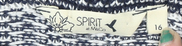 Marks & Spencer Spirit Women Navy White Size 16 Striped Cardigan