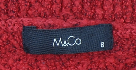 M&Co Women Red Chunky Knit Pullover Jumper Size 8