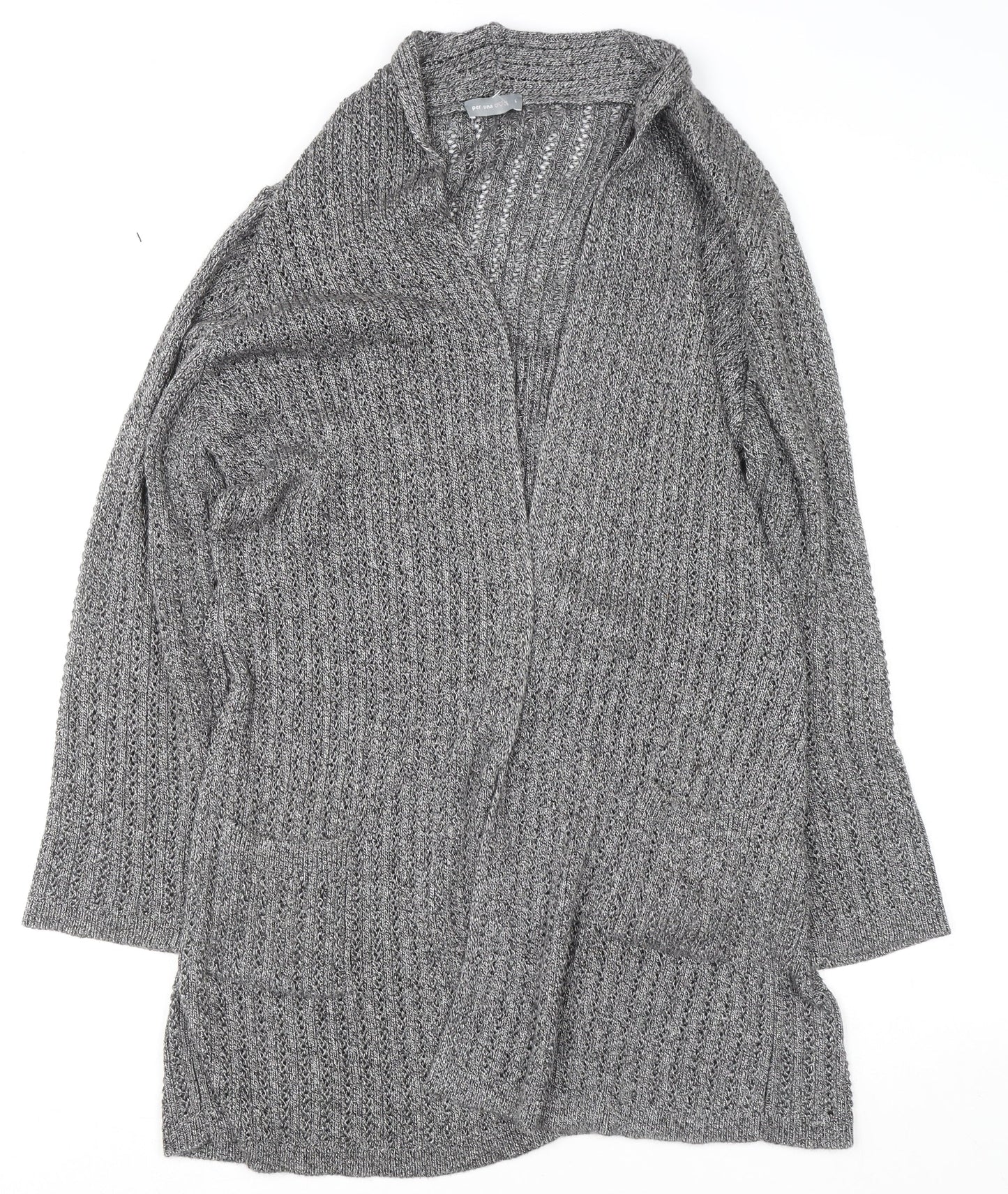 Marks and Spencer Women’s Grey L Chunky Knit Long Cardigan