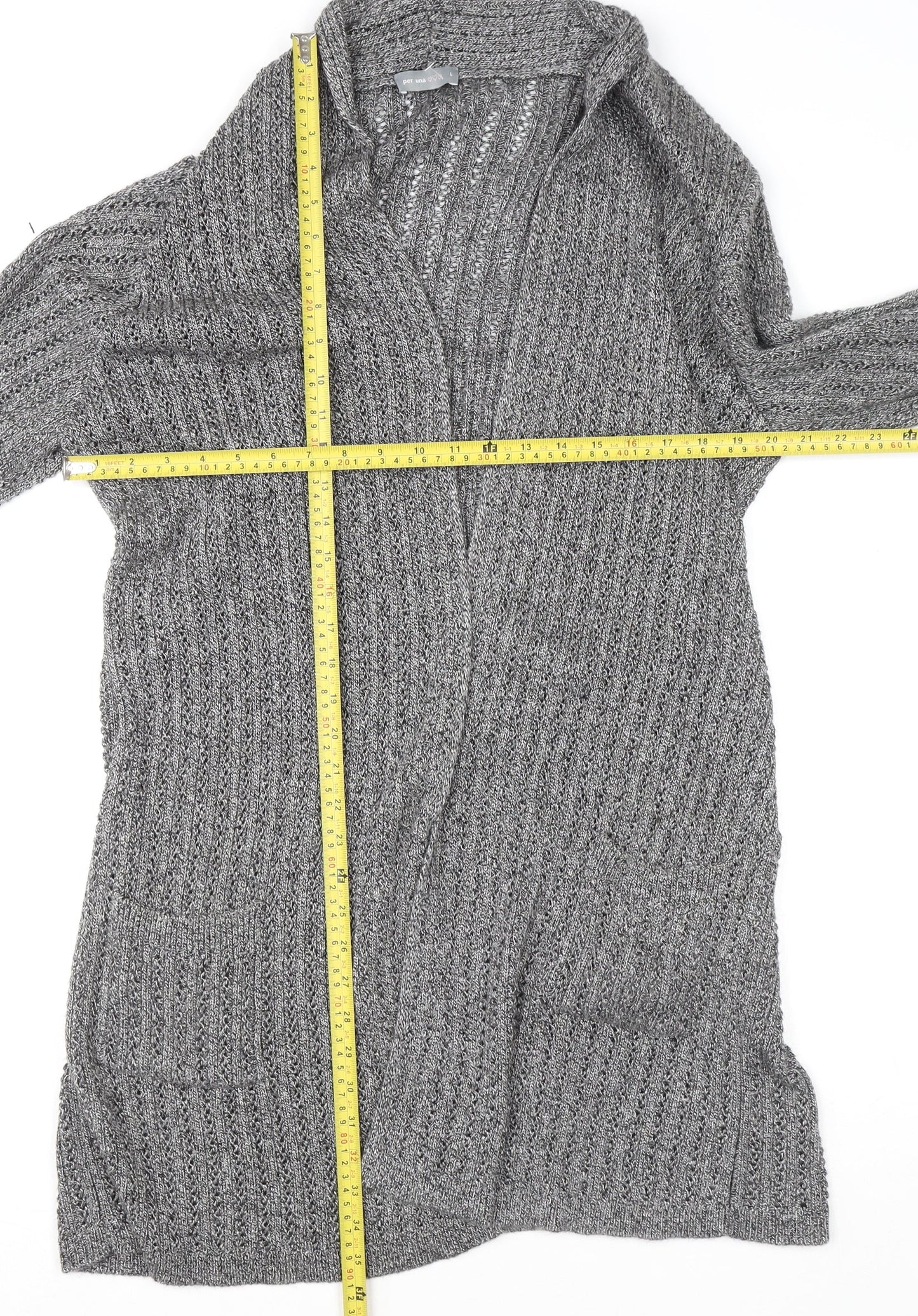 Marks and Spencer Women’s Grey L Chunky Knit Long Cardigan