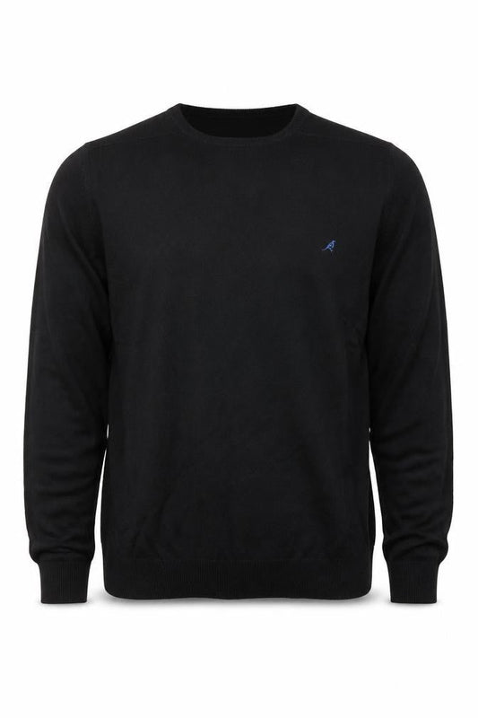 River Island Men's Black Acrylic Crew Neck Jumper L Regular Fit