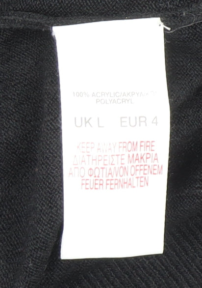 River Island Men's Black Acrylic Crew Neck Jumper L Regular Fit